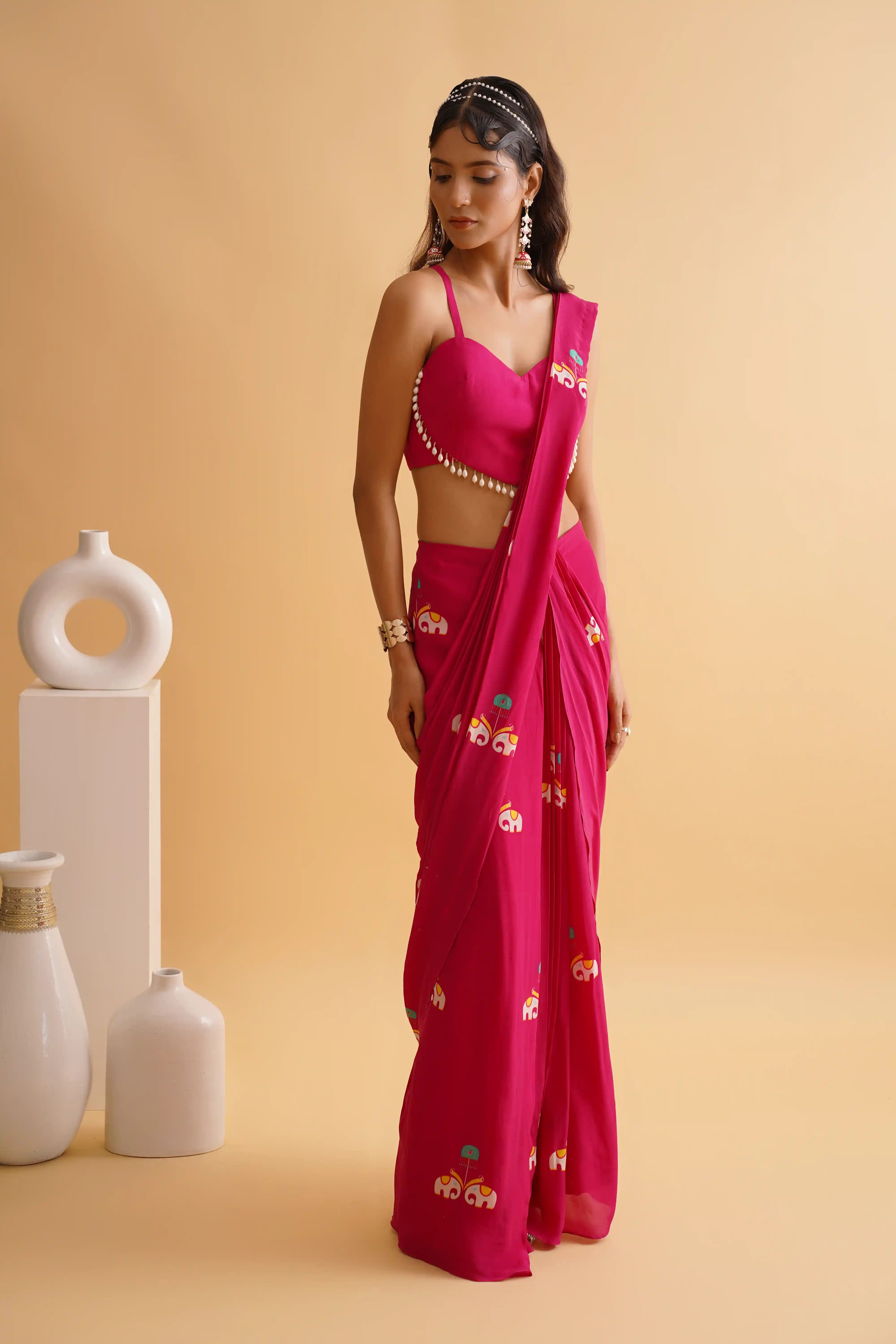 Nazakat saree - Fuchsia