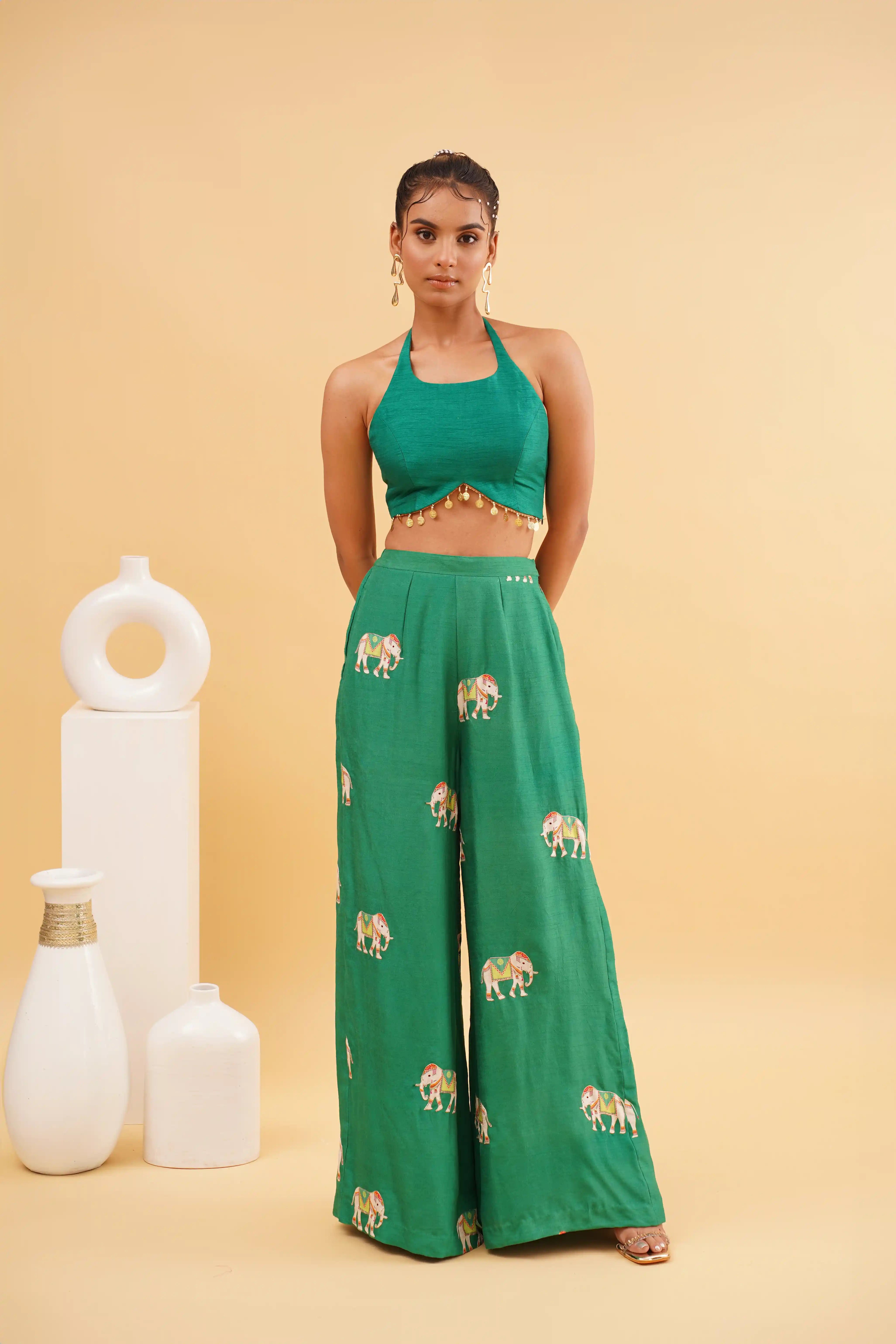 Nazrana co-ord set - Emerald Green