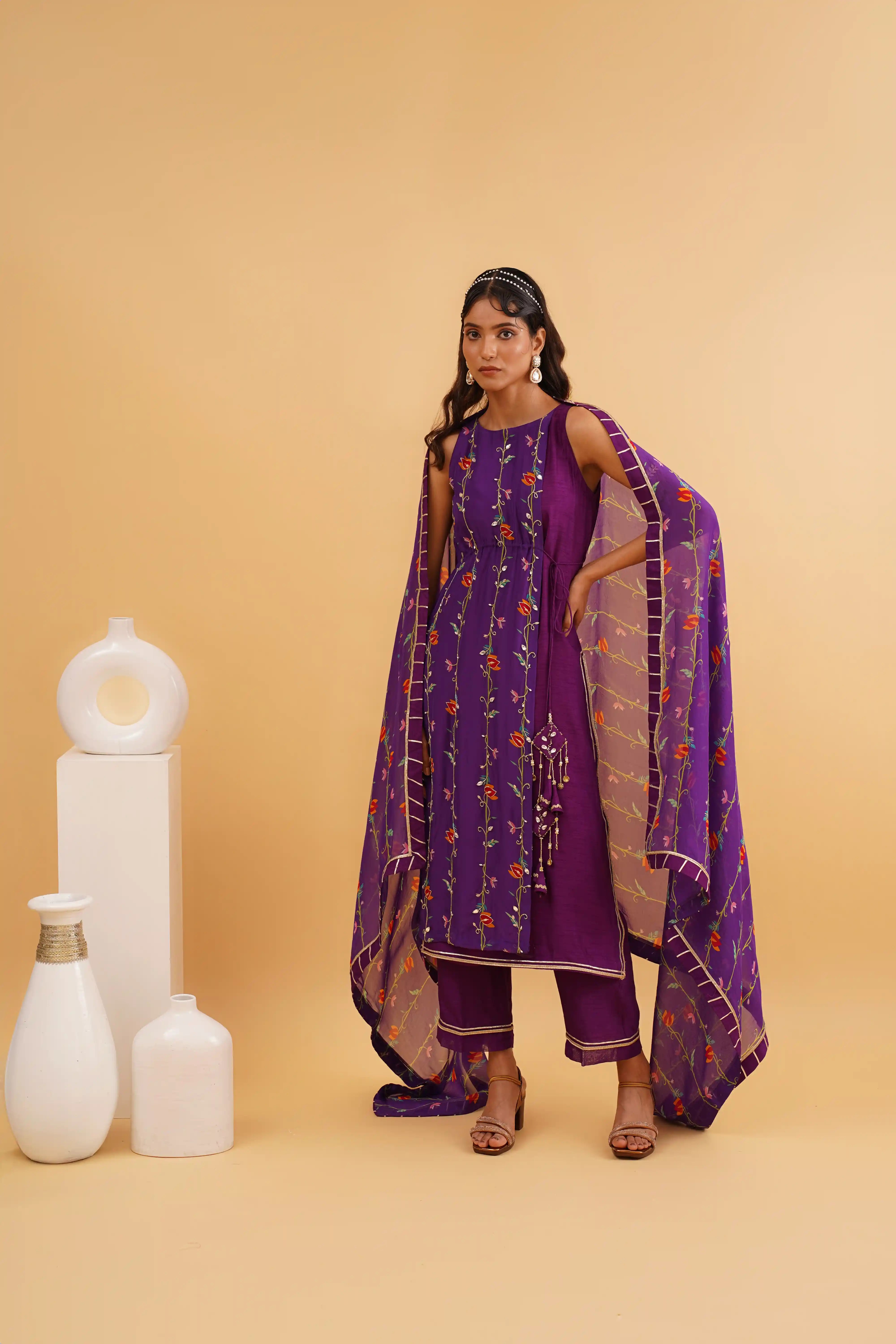 Gulzaar Kurta Set - Purple