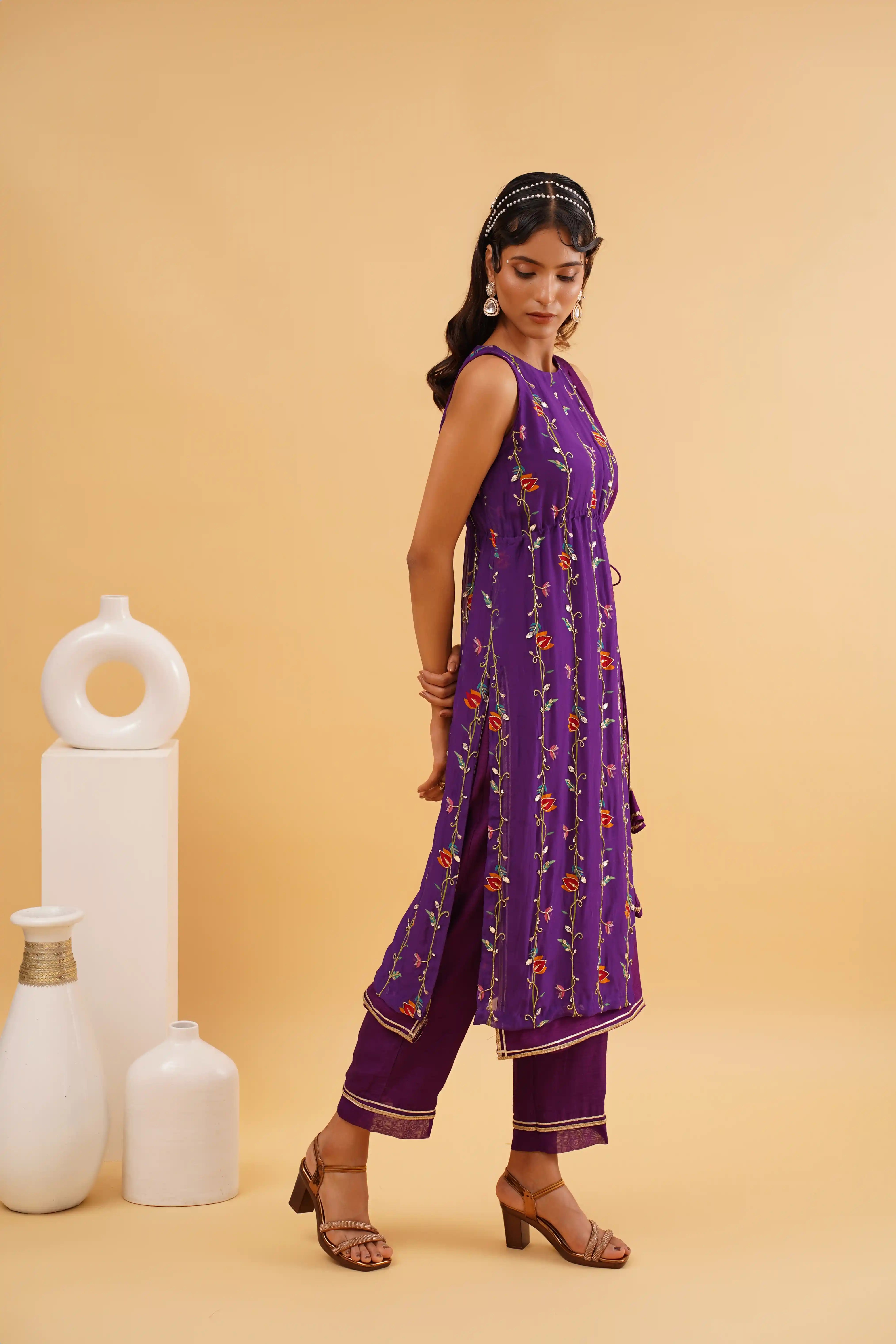 Gulzaar Kurta Set - Purple