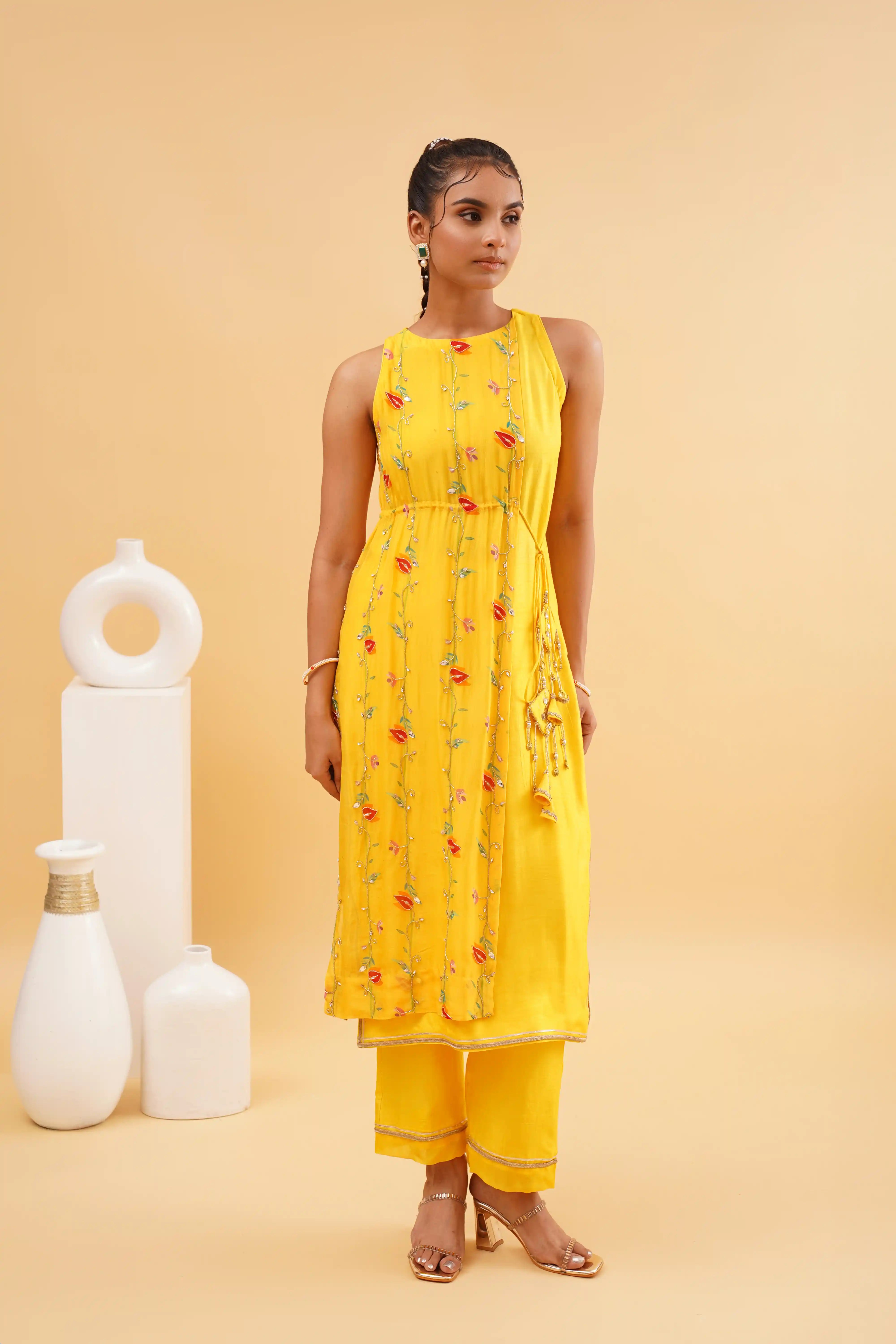 Gulzaar Kurta Set - Yellow