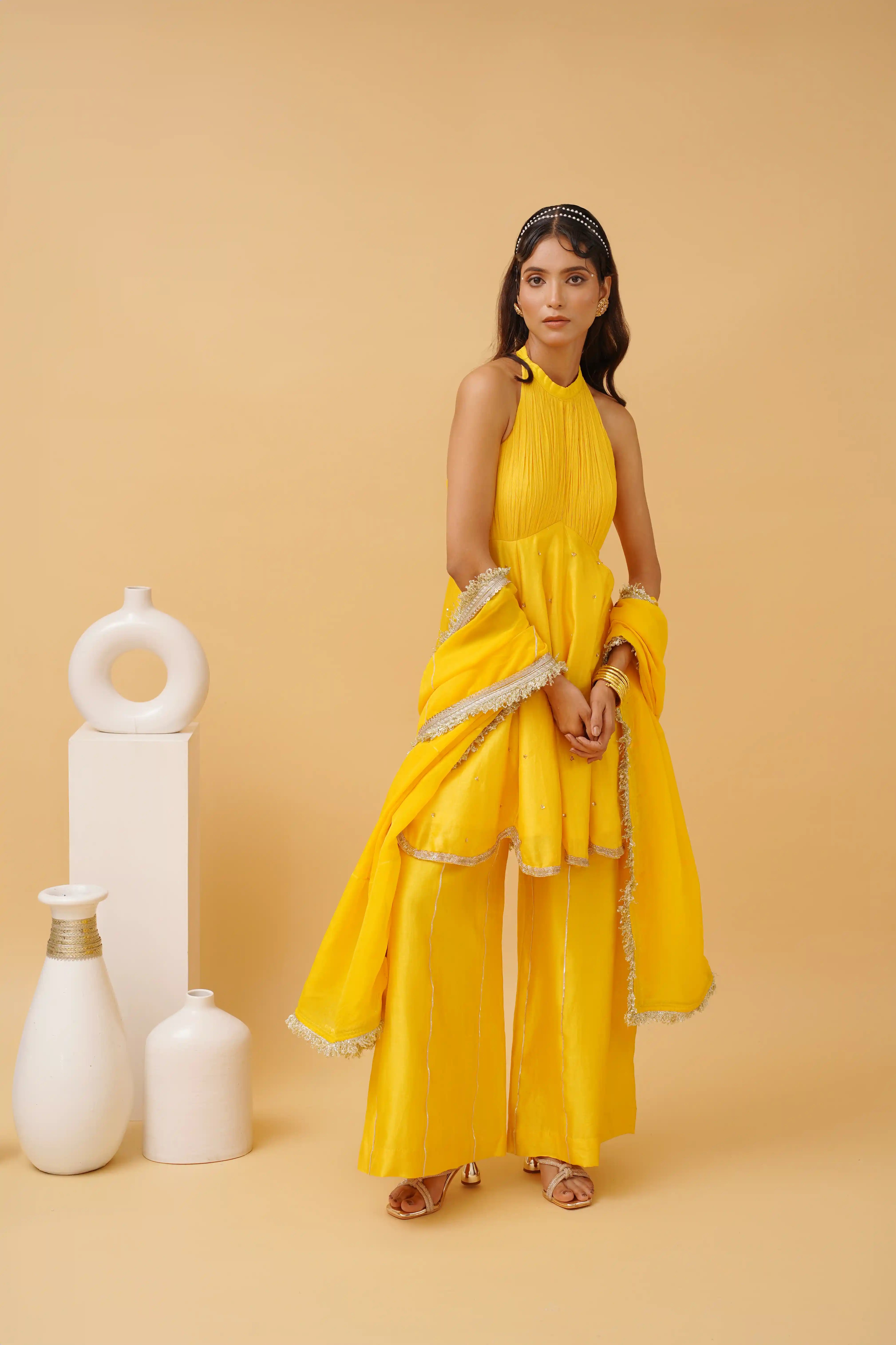 Jashn sharara set - Yellow