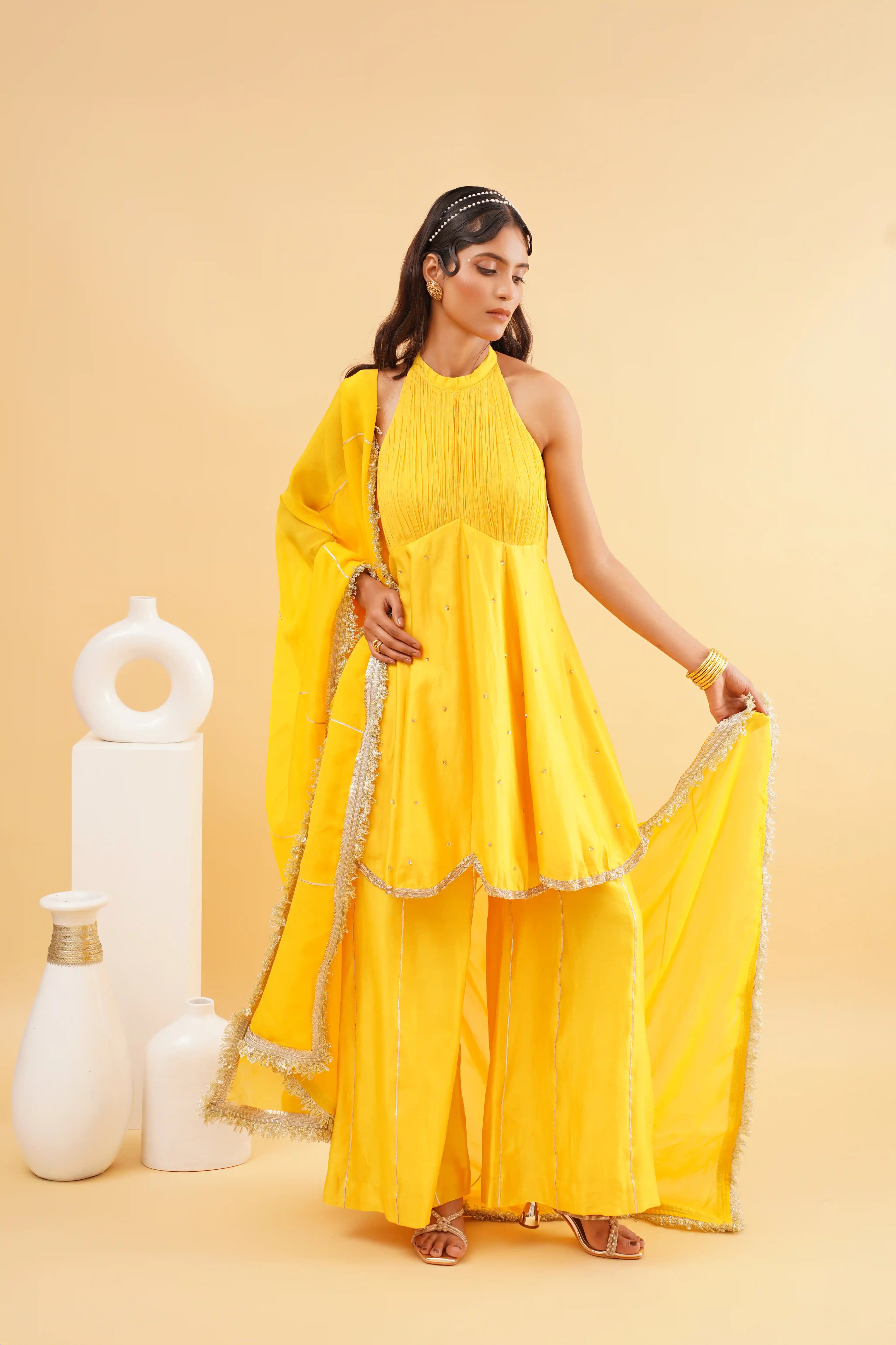 Jashn sharara set - Yellow