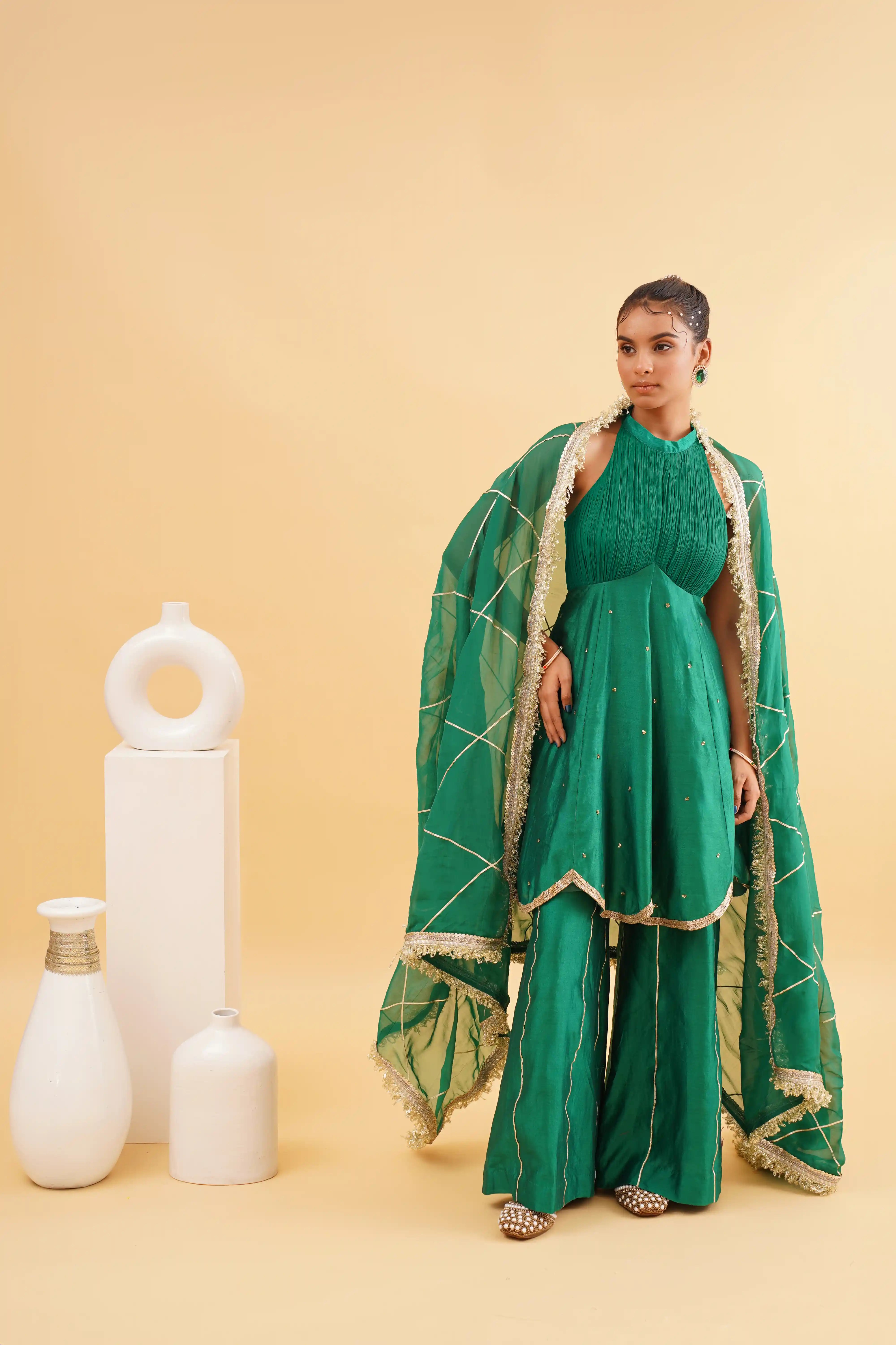 Jashn sharara set - Emerald Green