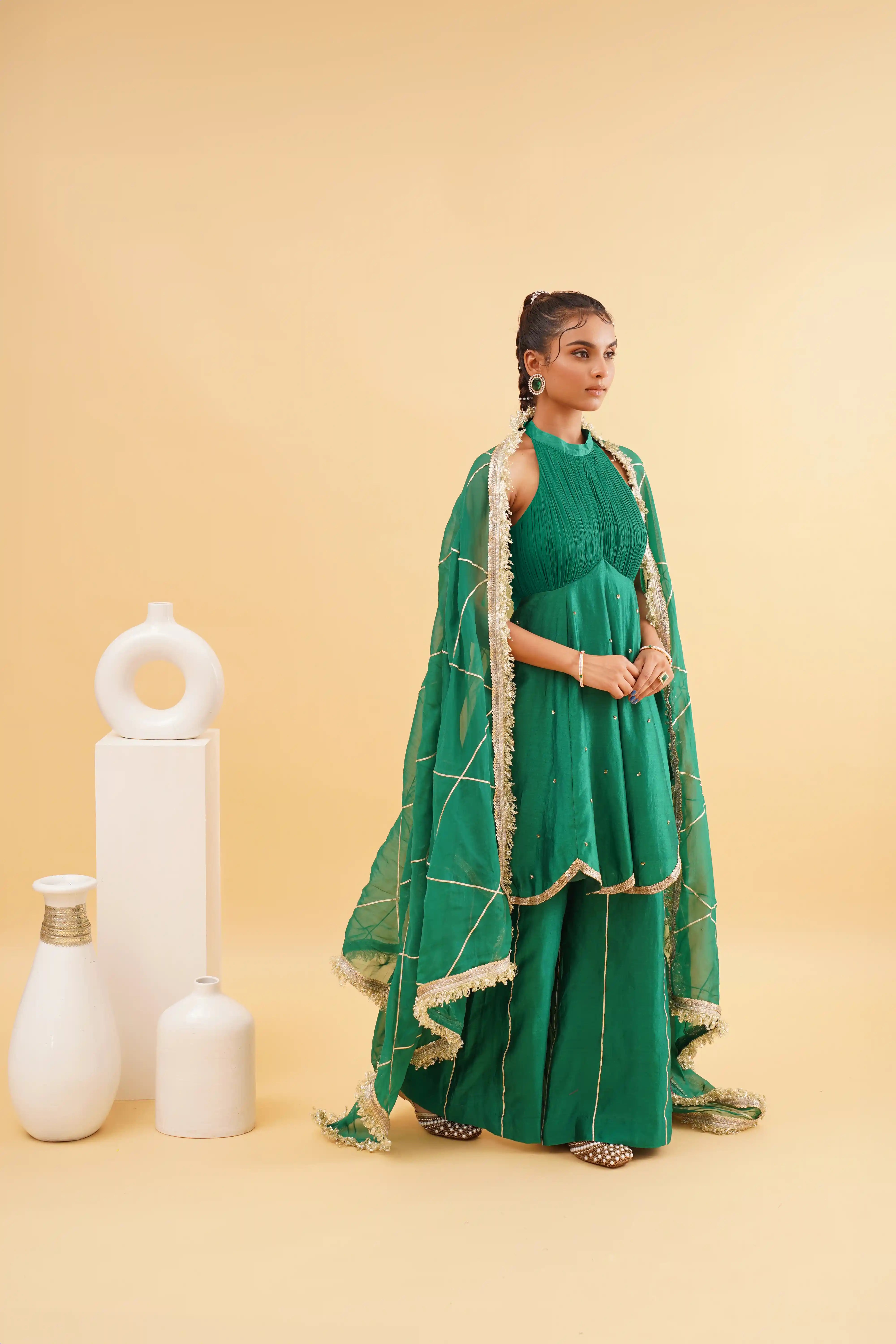 Jashn sharara set - Emerald Green