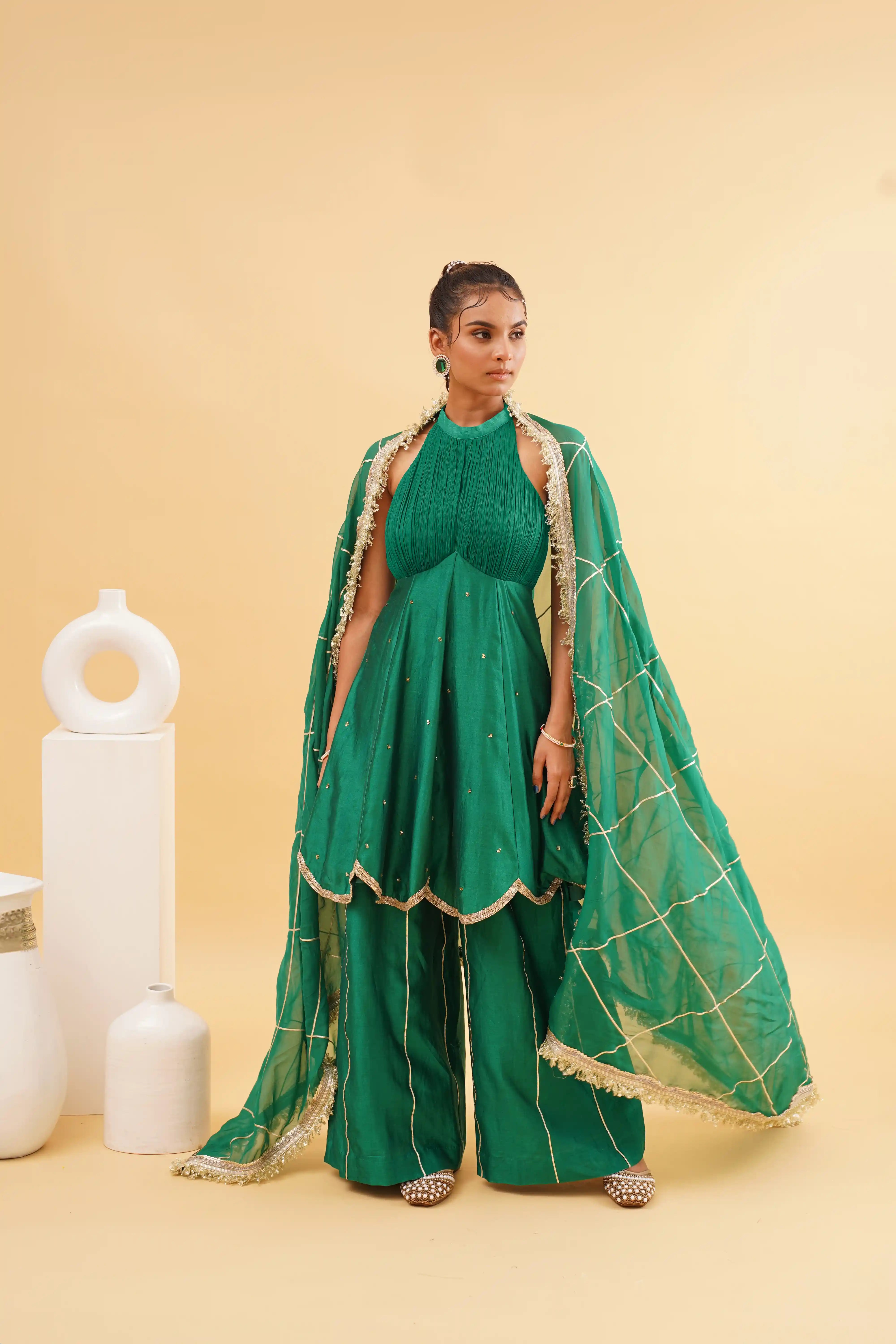 Jashn sharara set - Emerald Green