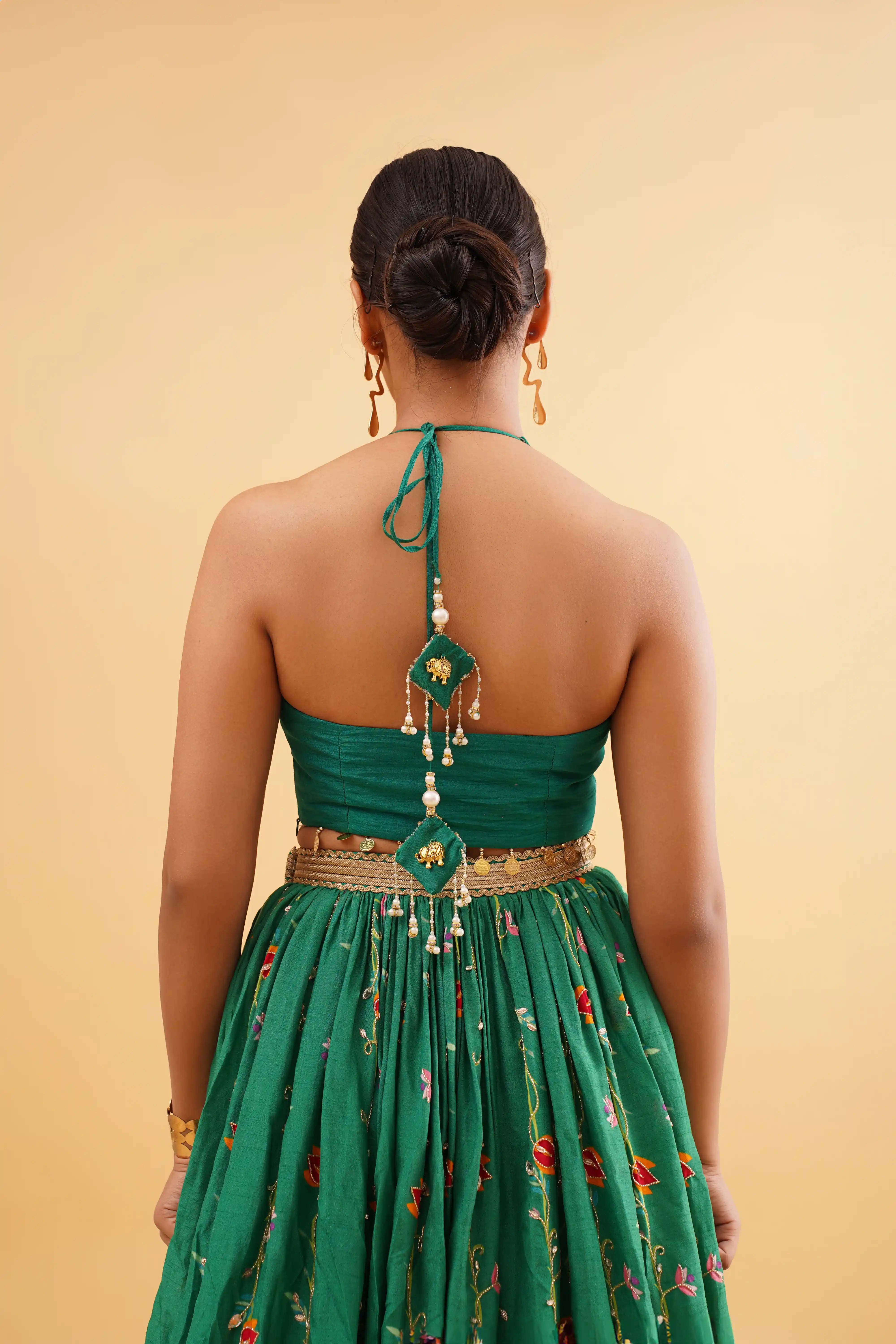 Ruhani lehenga - Emerald Green