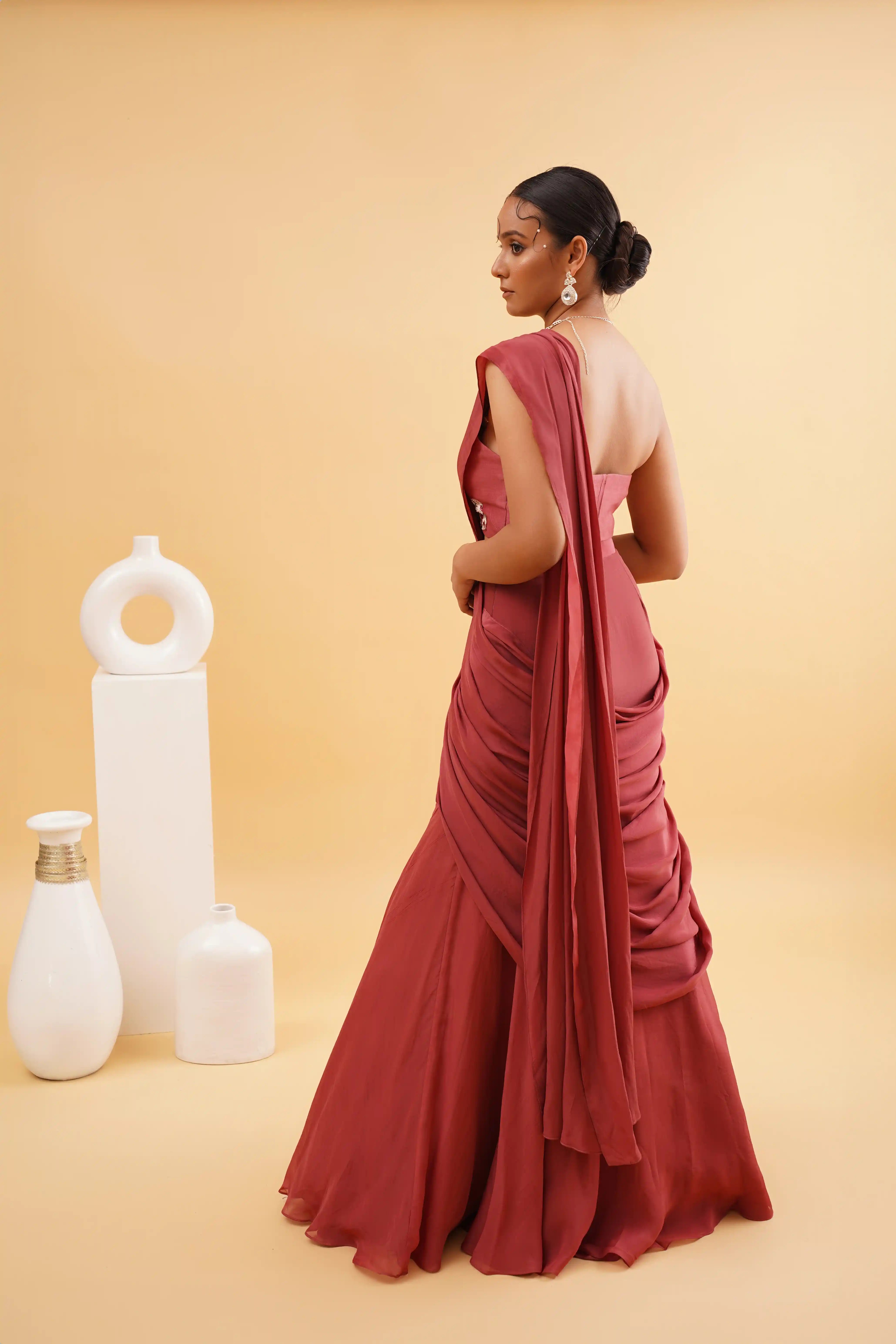 Anmol Saree - Rust