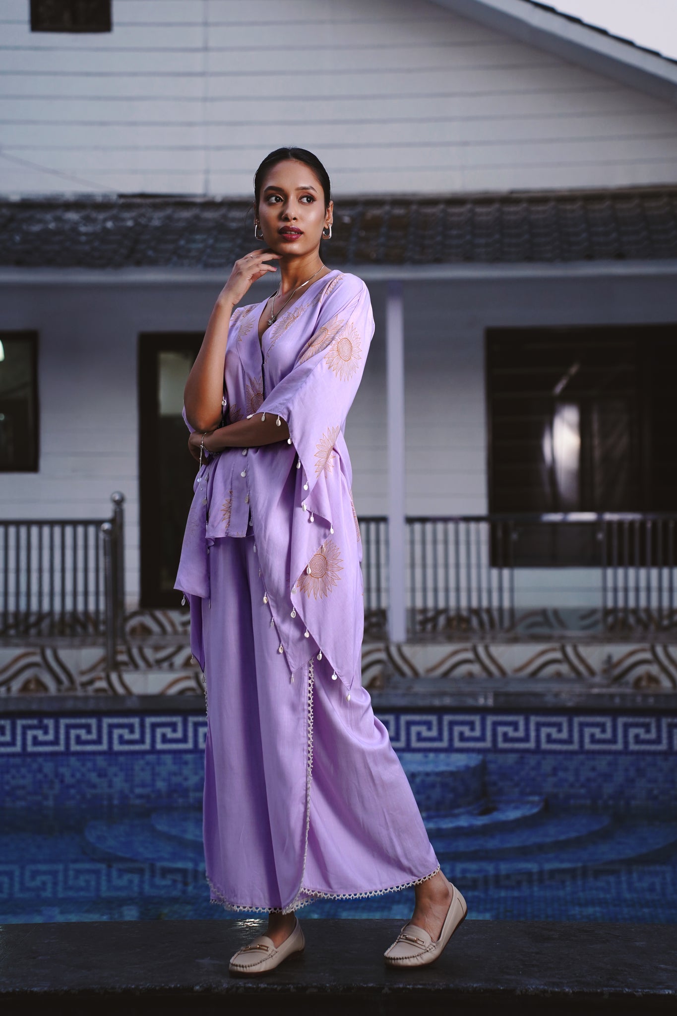 Golden petals kaftan co-ord