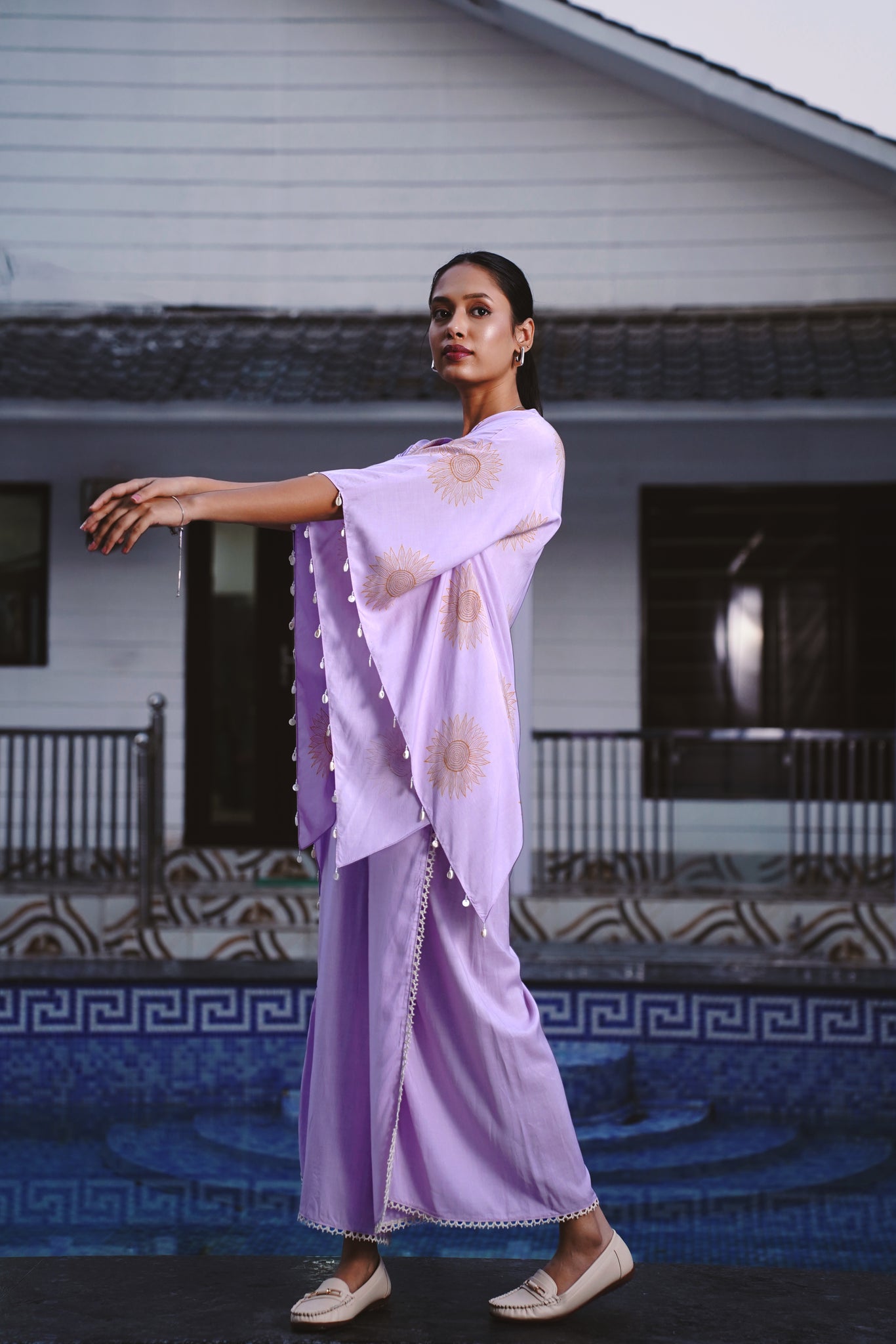 Golden petals kaftan co-ord